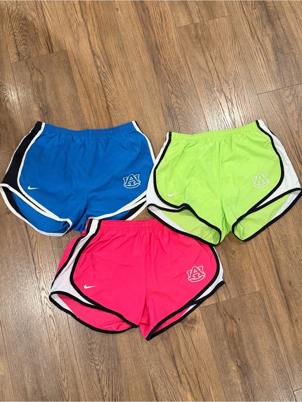 Nike Women’s Athletic Shorts Trio - Blue, Neon Green, Hot Pink